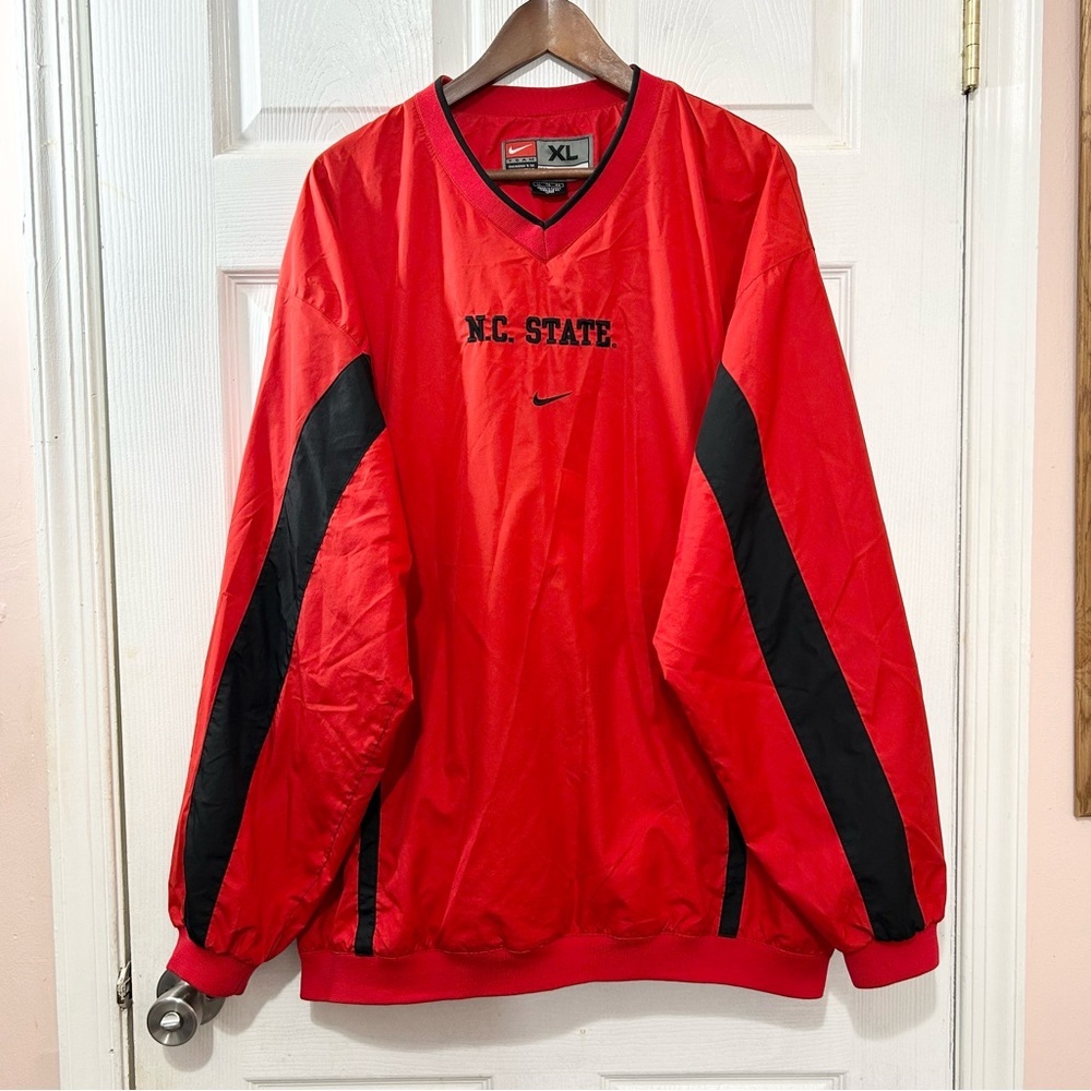 NIKE NC State Wolfpack Vintage Pullover Windbreaker Jacket Red Black Size XL